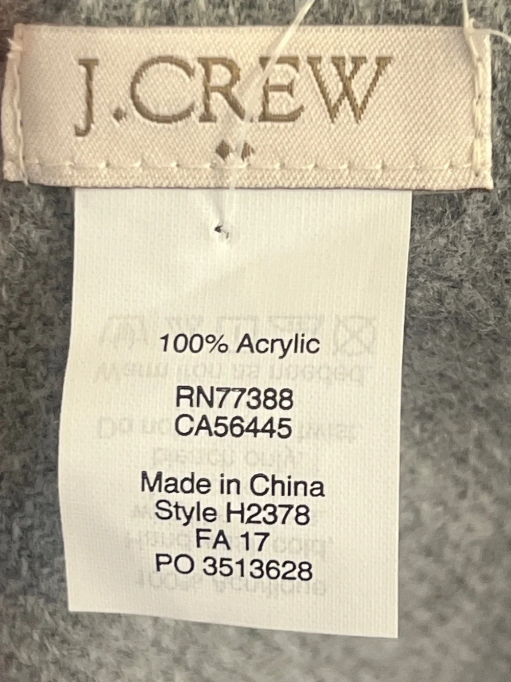 J. CREW Women’s Gray & White Plaid Blanket Scarf One Size NEW